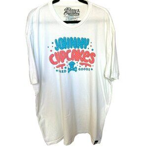 Johnny Cupcakes Unisex Blue Pink White Graphic Logo Short Sleeve Shirt Size 3X